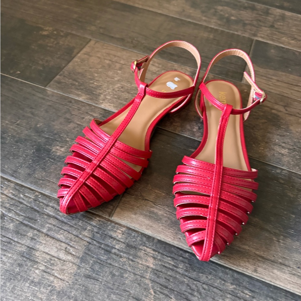 Kensie Red Flats with Strappy Design